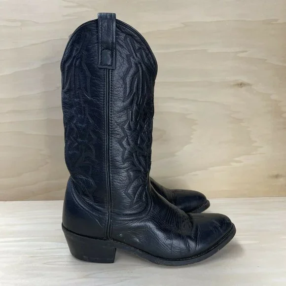 Vintage Laredo Made in USA Leather Cowboy Western Black Riding Mens Boots 9M Laredo Mens SZ 9 EW Leather Cowboy Boots - Etsy main image 3